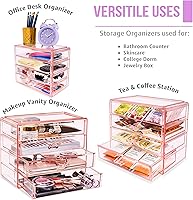 Sorbus 4-Drawer Acrylic Makeup Organizer – Pink — image 6