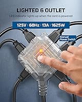 DEWENWILS 50FT Retractable Extension Cord Reel with 6 Outlets — image 2