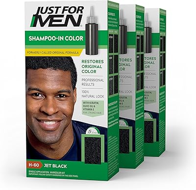 Just For Men Shampoo-In Color Jet Black H-60, 3-Pack