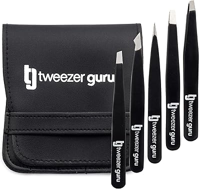 Tweezer Guru Stainless Steel 5-Piece Tweezer Set