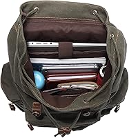 KAUKKO Vintage Casual Canvas and Leather Rucksack Backpack — image 7