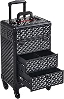 Yaheetech Rolling Makeup Train Case with Drawers — image 1