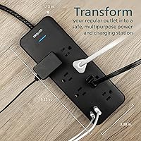Philips 7-Outlet Adapter Spaced Surge Protector with USB Charging, 4ft Braided Cord — image 7