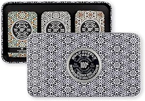 La Chatelaine Luxury Bar Soap Trio Gift Set Tin - Gray Mosaic (Moroccan Mint, Vetiver Cedar, Bourbon Vanilla)