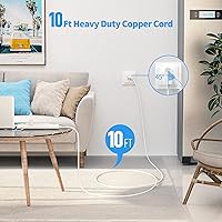 Bototek 10ft Surge Protector Power Strip with 10 AC Outlets and 4 USB Ports — image 5