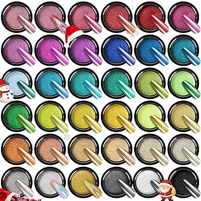 SAVILAND Chrome Nail Powder Set, 36 Colors