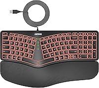 Arteck Ergonomic USB Wired Keyboard with Wrist Rest — image 1