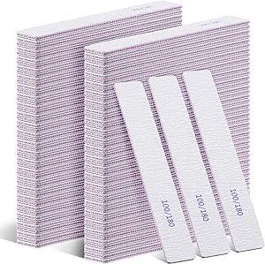 Xinnun 150 Pcs Nail Files 100/180 Grit Double Sides Professional Emery Board