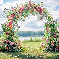 Minetom 6.6FT Round Metal Backdrop Stand with White Wedding Arch Cover Spandex — image 4