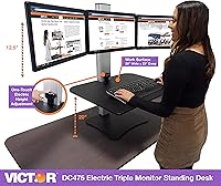 Victor DC475 High Rise Electric Triple Monitor Standing Desk Converter — image 2