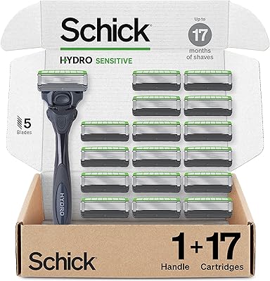 Schick Hydro Sensitive Razors for Men with 17 Blade Refills