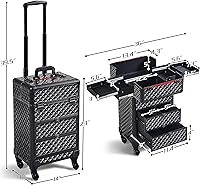 Yaheetech Rolling Makeup Train Case with Drawers — image 4