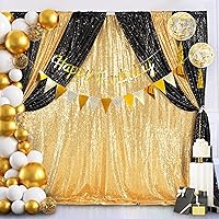 QueenDream 8ft x 8ft Gold Sequin Backdrop Curtain — image 2